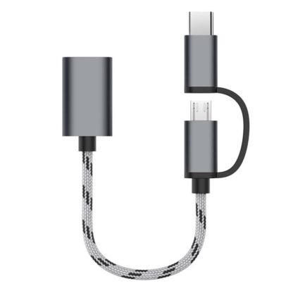 2 in 1 Micro and Type C 3.0 Interface to Female USB type A cable 2.4A power output
