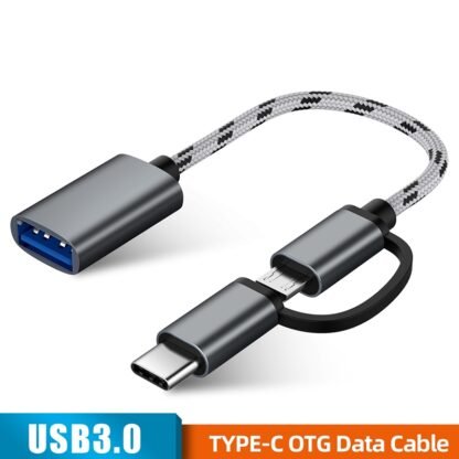 2 in 1 Micro and Type C 3.0 Interface to Female USB type A cable 2.4A power output - Image 2
