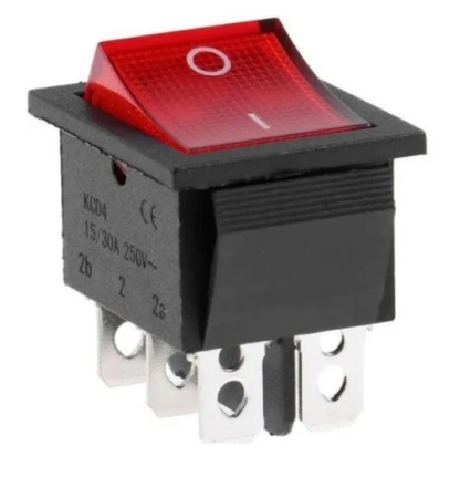 KCD4 16A 250V AC red color 6 pin DPDT heavy duty plastic rocker switches with indicator