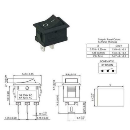 Mini Rocker Switch 2 Pin KCD1-11 3A 250V AC Pack Of 2pcs - Image 3