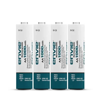 Envie Rechargeable AA Batteries 1.2v NiCd 1000mah (Pack of 4) - Image 2