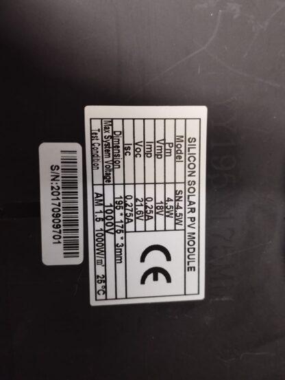 Solar Panel 4.5W 18V 195x175x3mm - Image 2