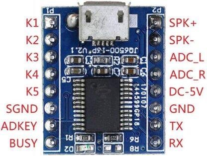 JQ6500 Voice Module MP3 Module MCU Serial Port Control Broadcast one-on-one 5 Way Control Music IC 16Mbit - Image 2