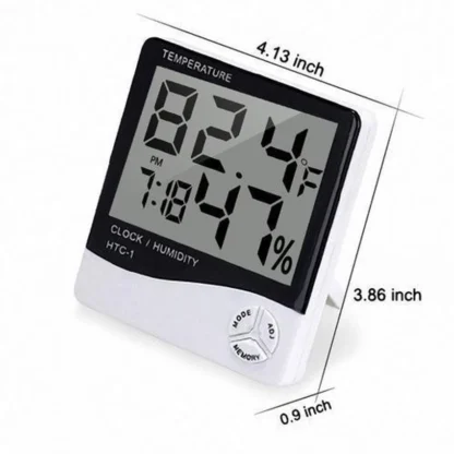 HTC-1 High Precision Large Screen Electronic Indoor Temperature, Humidity Thermometer with Clock Alarm - Image 2