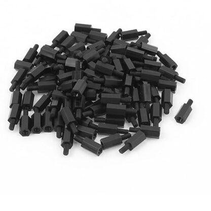 M3x10mm + 8mm Female Male Thread Nylon Hex Spacer Standoff with Tapping pack of 5