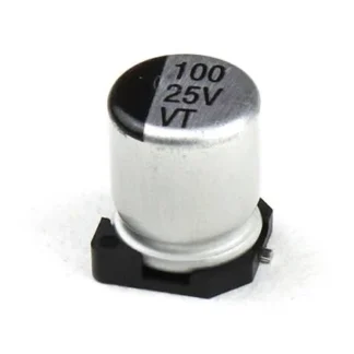 100uf 25v SMD Electrolytic Capacitor Pack of 100pcs