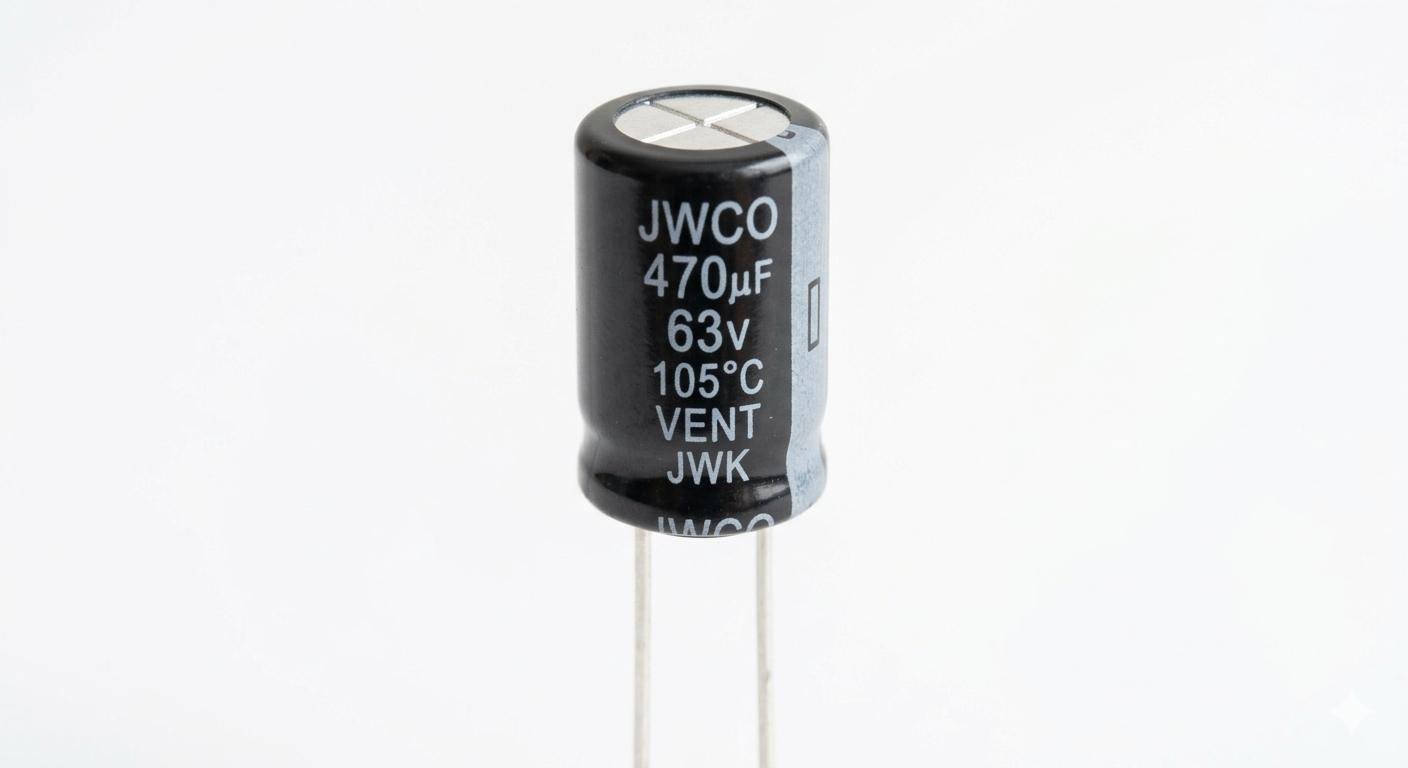 Jwco 470uF 63V Radial Aluminum Electrolytic Capacitor